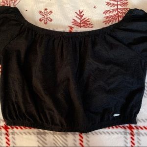 Hollister Cropped Stretchy Black T Shirt